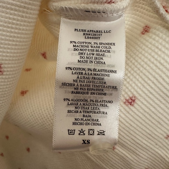 NWT Revolve Plush Thermal Heart Pajama Scrunchie Set in White Red - Picture 5 of 7